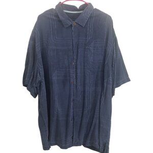 CT1872 Tommy Bahama Blue 100% Silk Shirt XXL